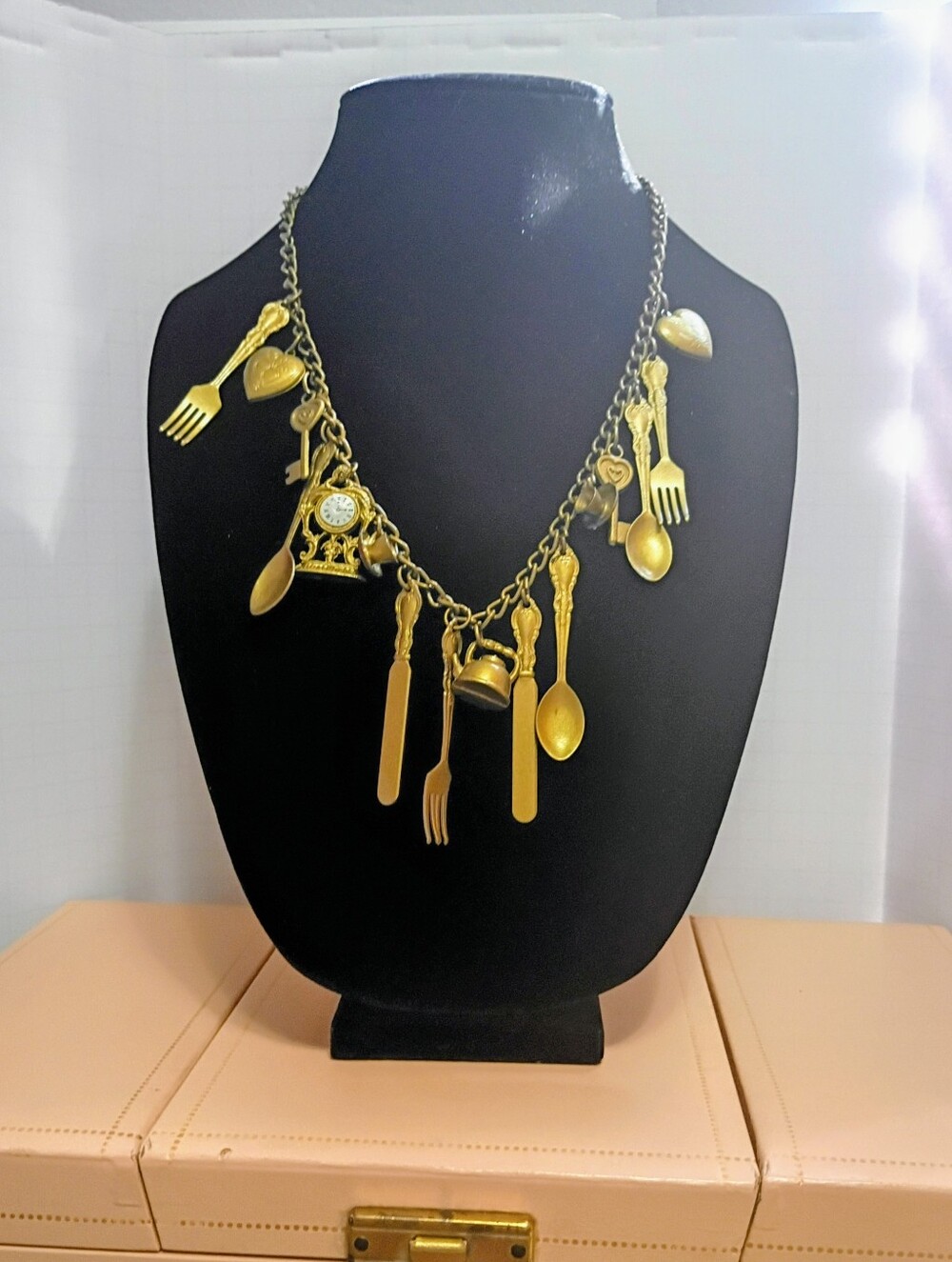 Vintage Mantle Clock Necklace